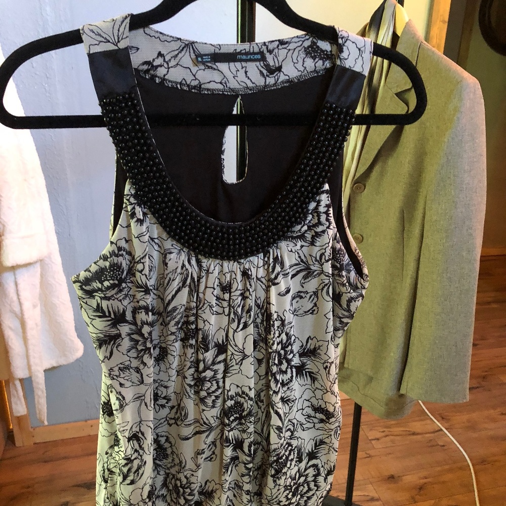 Beaded Woman's Scoop Neck Blouse